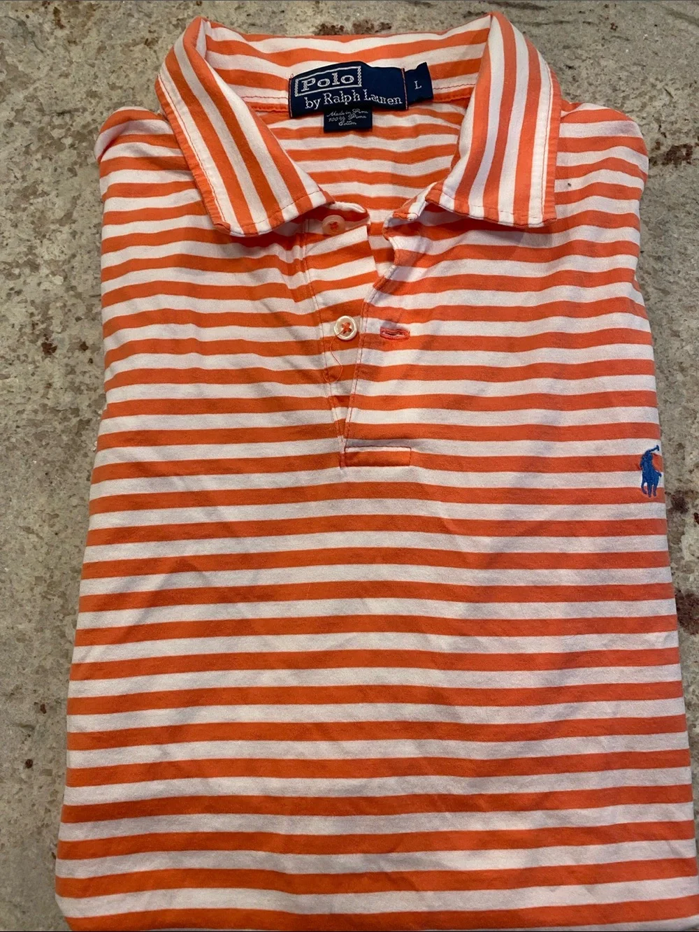 Ralph Lauren Orange and White Striped Polo Tee